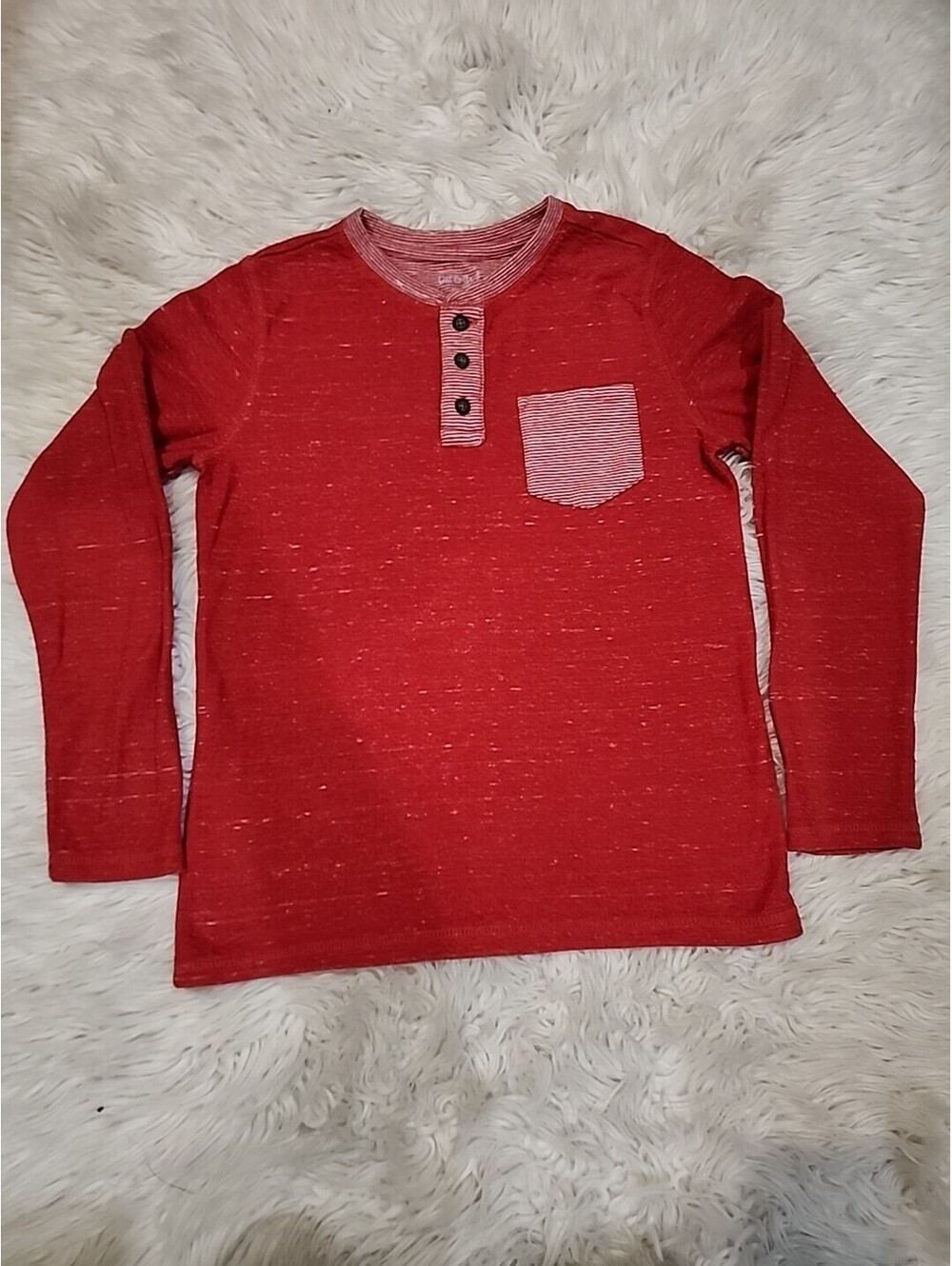 Boys Cat & Jack Red Double Knit Wool Henly Long-Sleeve (Youth SizeM 8/10